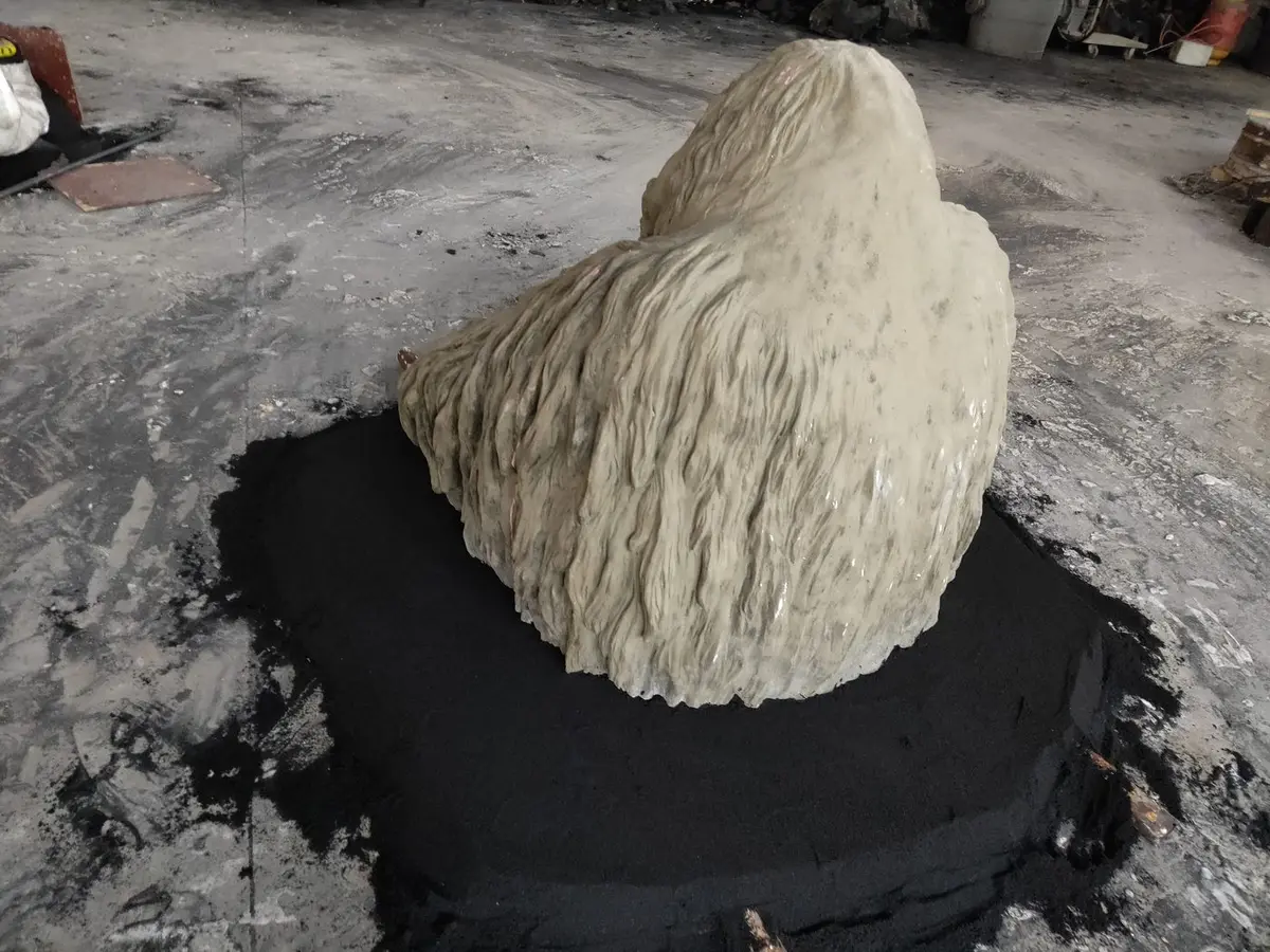 Clay maquette of an ape sculpture in progress
