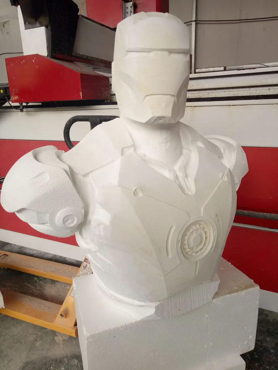 White foam Iron Man bust with helmet and arc reactor